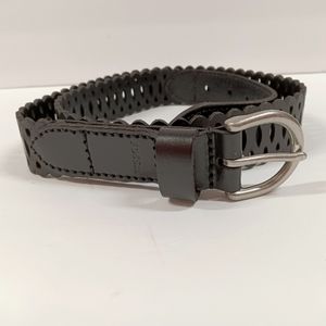 Fossil Black Leather 1-1/2" Wide  Cut-out Belt